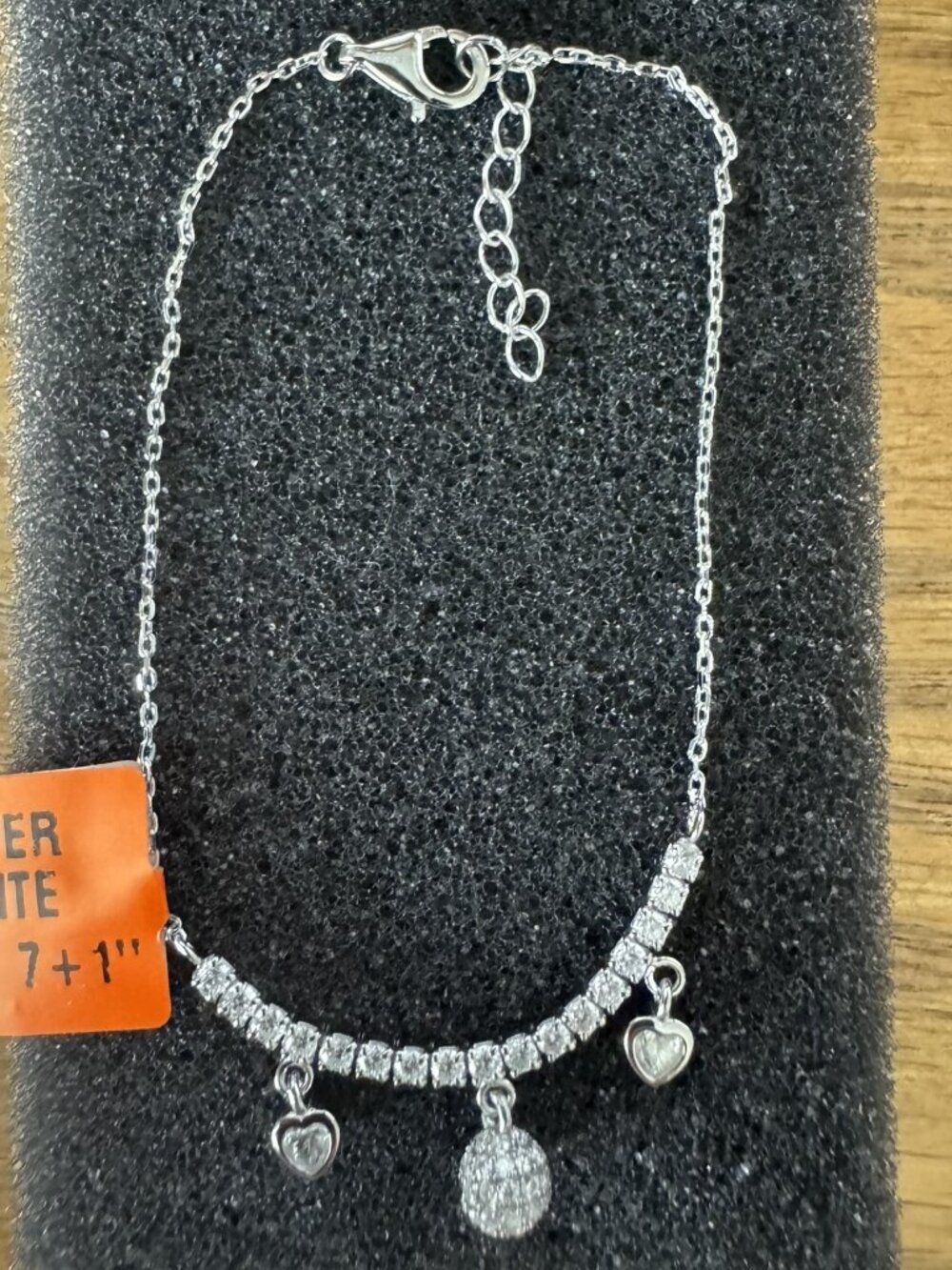 Moissanite Hearts & Globe Bracelet 0.75 CTW 925 Sterling Silver 7"+1"